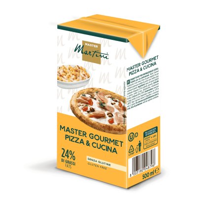 Gelbe 500ml Packung Master Martini Master Gourmet Pizza & Cucina Creme, glutenfrei, 24% Fett, für Pizza und Gratin