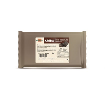 Braune 1-kg-Packung Martini Ariba Zartbitterschokoladenblöcke, 57% Kakao, mit gehackten Stücken
