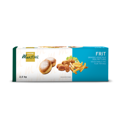Packung Master Martini FRIT Frittierfett auf Pflanzenbasis, 2,5 kg, mit gezuckerten Donuts, frittierten Nuggets und P...