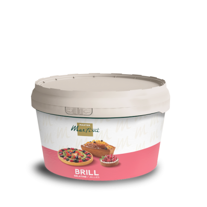 Eimer Master Martini Brill Gelee mit Obsttorten-Motiven auf dem Etikett