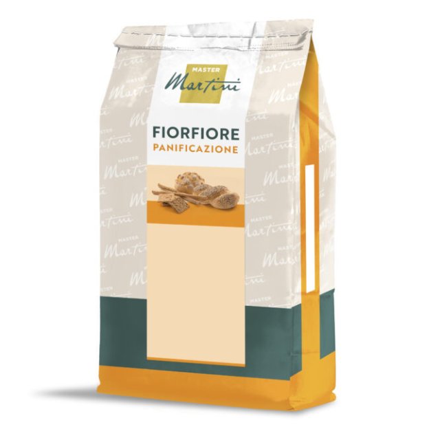 Sack der Brotmischung Fiorfiore Panificazione von Master Martini, Verpackung in Creme, Orange und Türkis.