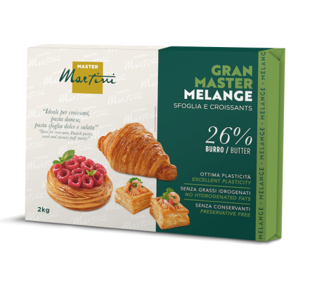 Master Martini Gran Master Melange 2kg, 26% Butter – Croissant, Danish und Blätterteiggebäck.