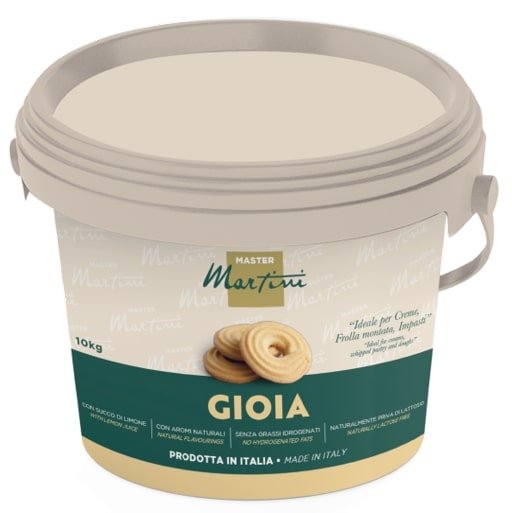 10-kg-Eimer aus grauem Kunststoff mit Master Martini Gioia Konditorcreme, für Cremes, Rührteig und Teig.